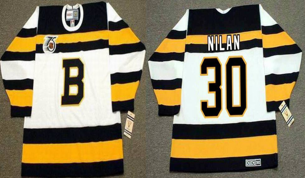 2019 Men Boston Bruins #30 Nilan White Black CCM NHL jerseys